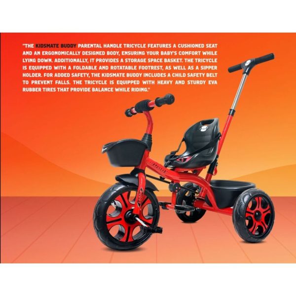 Buddy Plug N Play Kids Tricycle | Capacity Upto 30 Kgs (Red) For Discount