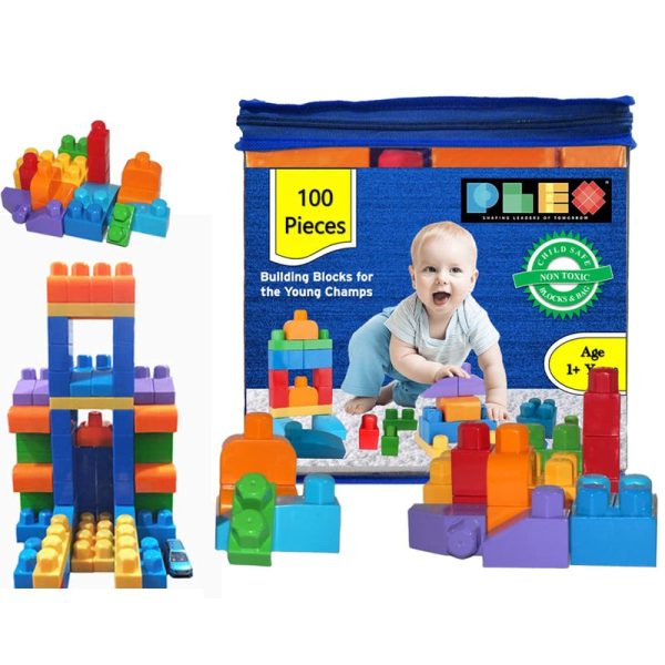 Building & Construction Blocks Educational Toy (Blue Bag - 100 Pieces) Sale