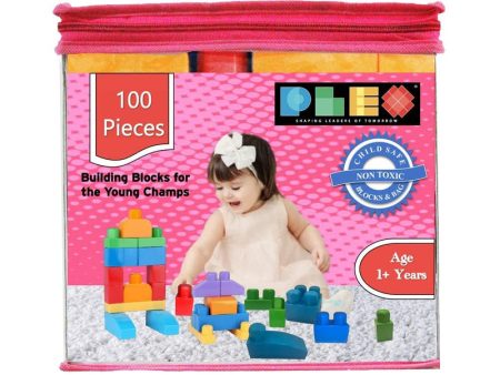 Building & Construction Blocks Educational Toy (Pink Bag - 100 Pieces) Supply