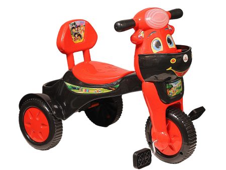 Baby Tricycle with musical horn and led lights (with 2 baskets, comfortable seat and back rest) - Red Supply