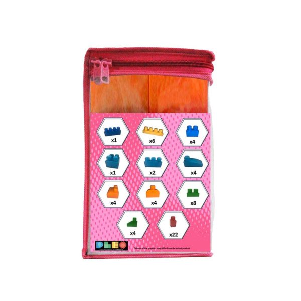 Building & Construction Blocks Educational Toy (Pink Bag - 60 Pieces) Supply