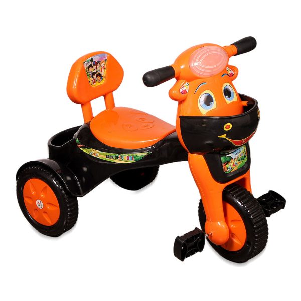 Baby Tricycle with musical horn and led lights(with 2 baskets, comfortable seat and back rest)- Orange Discount