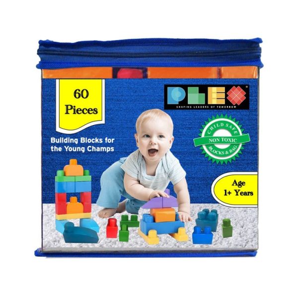 Building & Construction Blocks Educational Toy (Blue Bag - 60 Pieces) Discount