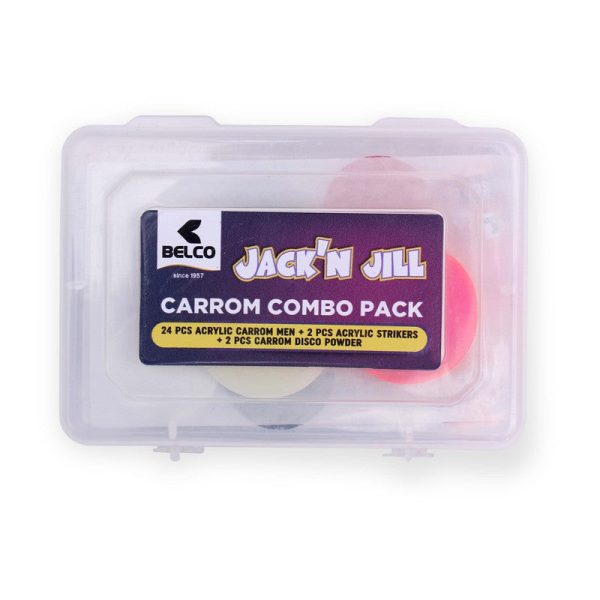 Belco Carrom Coins Combo Pack (24 Premium Carrom Coins, 25.5 mm Strikers , 2 Disco Powders) | 7+ Years For Discount