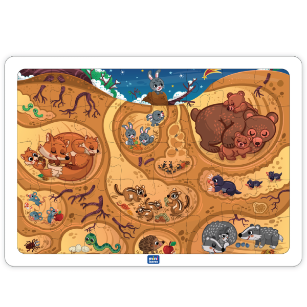 Baby Animals & Burrow 35 Piece Wooden Puzzle for Kids Sale