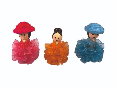 Wooden Multicolour Fancy Small Peg Doll Set Of 3 on Sale