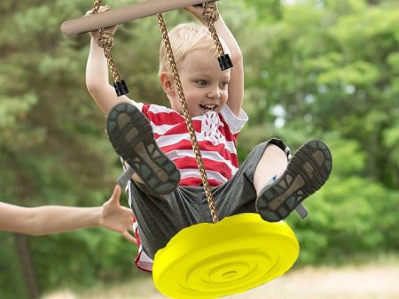 7 Feet Height Adjustable Gym Monkey Bars Disc Swing for Kids - Yellow For Cheap