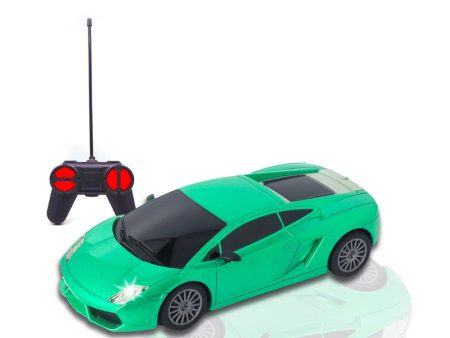 Rechargeable High Speed Remote Control Mini Car Resembling Lamborghini with Lithium Battery for Kids (Scale 1:24) - Green Sale