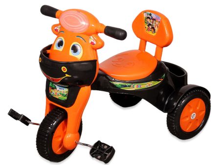 Baby Tricycle with musical horn and led lights(with 2 baskets, comfortable seat and back rest)- Orange Discount