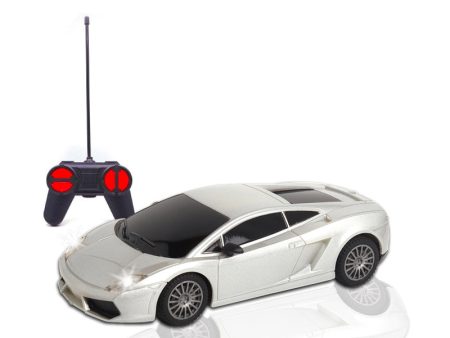 Rechargeable High Speed Remote Control Mini Car Resembling Lamborghini with Lithium Battery for Kids (Scale 1:24) - Silver on Sale