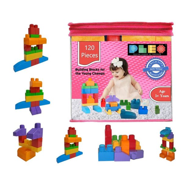 Building & Construction Blocks Educational Toy (Pink Bag - 120 Pieces) Online Hot Sale