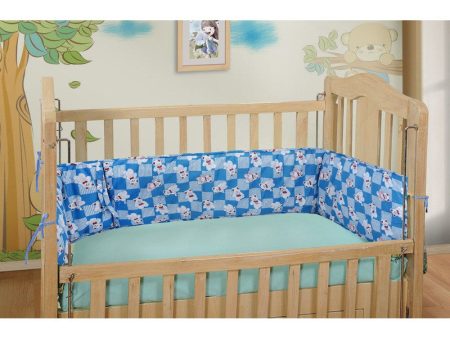 Baby Crib Bedding Bumper Teddy Print (Blue) For Cheap