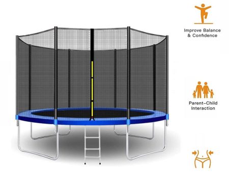 12 Feet Trampoline with Enclosure Safety Net & Jumping Pad - COD Not Available on Sale