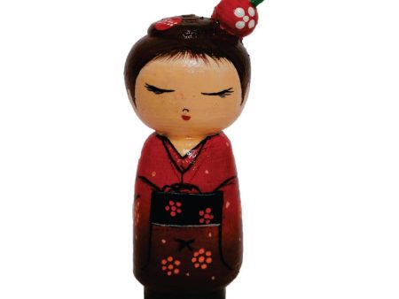 Handcrafted & Multicolored Wooden Single Japanese Doll (Small) on Sale