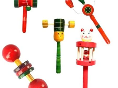 Wooden Rattles Toys for Baby New-Born Infant Kids (Set of 5 pcs) Cheap