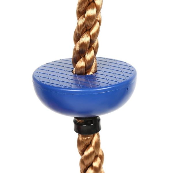 Platforms Disc Tree Swing Seat and Climbing Knot Rope with Carabiner Hook - Blue Sale