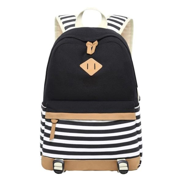 Black Stripes Matching Backpack with Lunch Bag & Stationery Pouch Supply