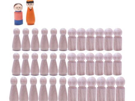 32Pcs Unfinished & Finished Wooden Peg Doll , 30Pcs Unfinished Wooden Peg Doll + 2 Pcs Free Finished Angel Dolls As Samples for DIY Craft (Size : 53MM) Online