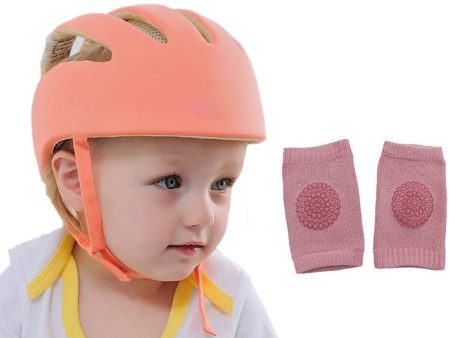 Baby Safety Helmet & Kneepads (Orange) Sale