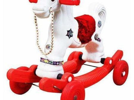 2 in 1 Horse Rideons & Wagons (Red, White) For Cheap