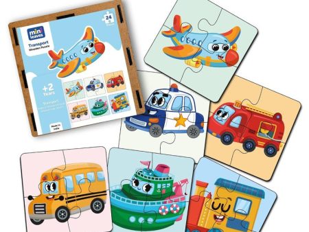 4 Piece Transport Vehicles Wooden Puzzle for Kids (Set of 6) Online now