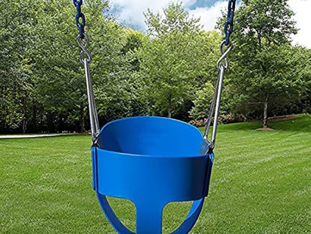 Flexible High Back Full Bucket Swings Seat with Chains (Blue) Hot on Sale