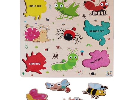 Wooden Insects Montessori Educational Pre-School Puzzle Board Toy Hot on Sale