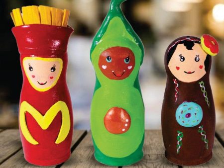 Handcrafted & Multicolored Wooden McDonald, Avocado & Donut Doll For Cheap