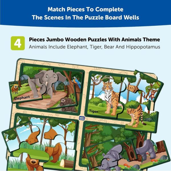 4 Pieces Of Animal Jumbo  Puzzle (Set of 4) on Sale