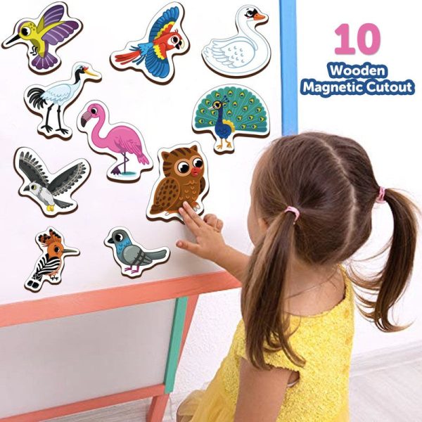 Birds Wooden Fridge Magnets (Set of 10) on Sale