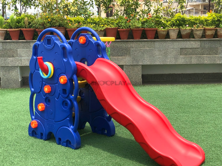 3 in 1 Jumbo Elephant Slide For Kids with Ring Toss Game & Basketball Hoop - COD not available Online