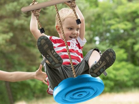 7 Feet Height Adjustable Gym Monkey Bars Disc Swing for Kids - Blue For Sale