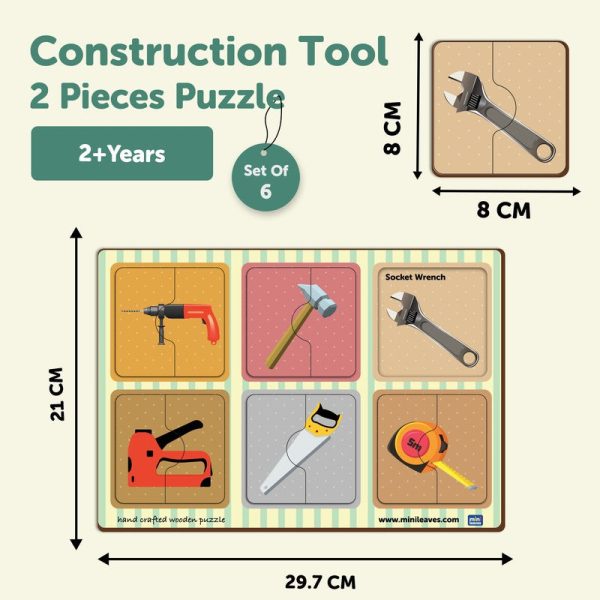 2 Piece Of Construction tools  Puzzle (Set of 6) Online Hot Sale