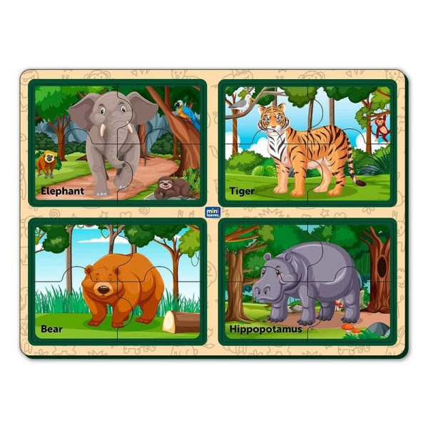 4 Pieces Of Animal Jumbo  Puzzle (Set of 4) on Sale