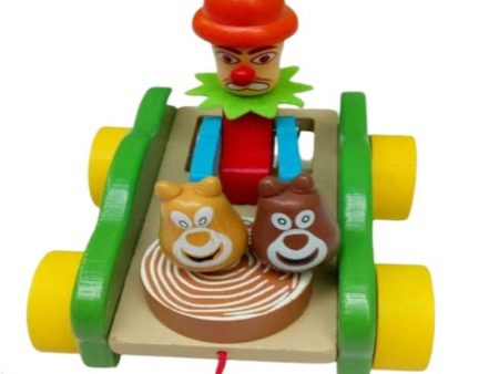 Wooden Drum Musical Pull Along Toy | Baby Early Walking Pull Toy (Joker) Supply