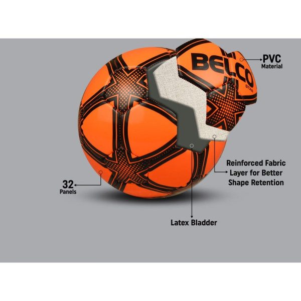 Belco Star Florocent Orange Football (1 football with needle) (Size 3) | 7+ Years Cheap