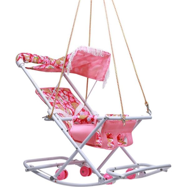 Baby Stroller cum Swing (Multi, Pink) Fashion