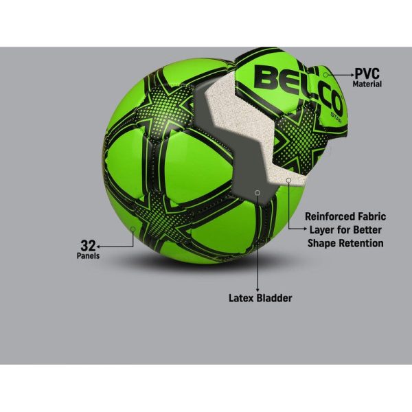 Belco Star Florocent Green Football (1 football with needle) (Size 3) | 7+ Years Fashion