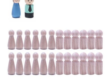 22 Pcs Unfinished & Finished Wooden Peg Doll, 20Pcs Unfinished Wooden Peg Doll + 2 Pcs Free Finished Angel Dolls As Samples for DIY Craft (Size : 53MM) For Discount