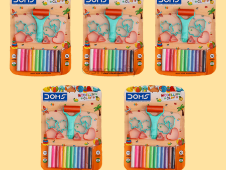 Modelling Clay Set of 5 (1 Set = 12 Colourful Clays, 1 Roller, 8 Stencils) | Return Gifts and Party Favours For Discount